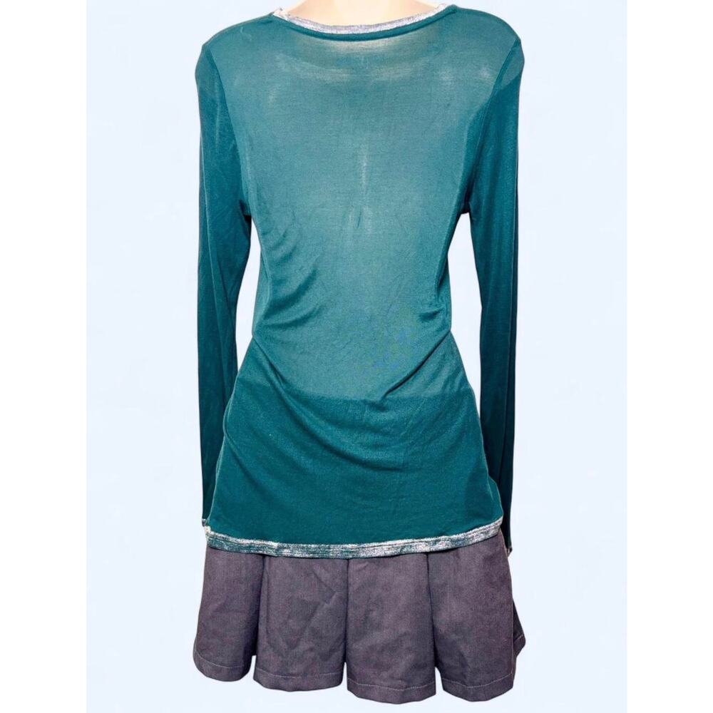 Zadig & Voltaire Willy Foil Top in Peacock Size S M Long Sleeve Green Thermal - Picture 3 of 5